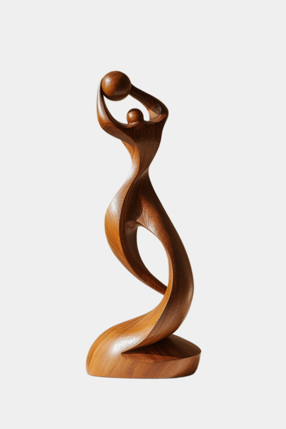 Arved Wood Basketball Sculpture | Abstract Athlete Statue | Modern Sports Decor
