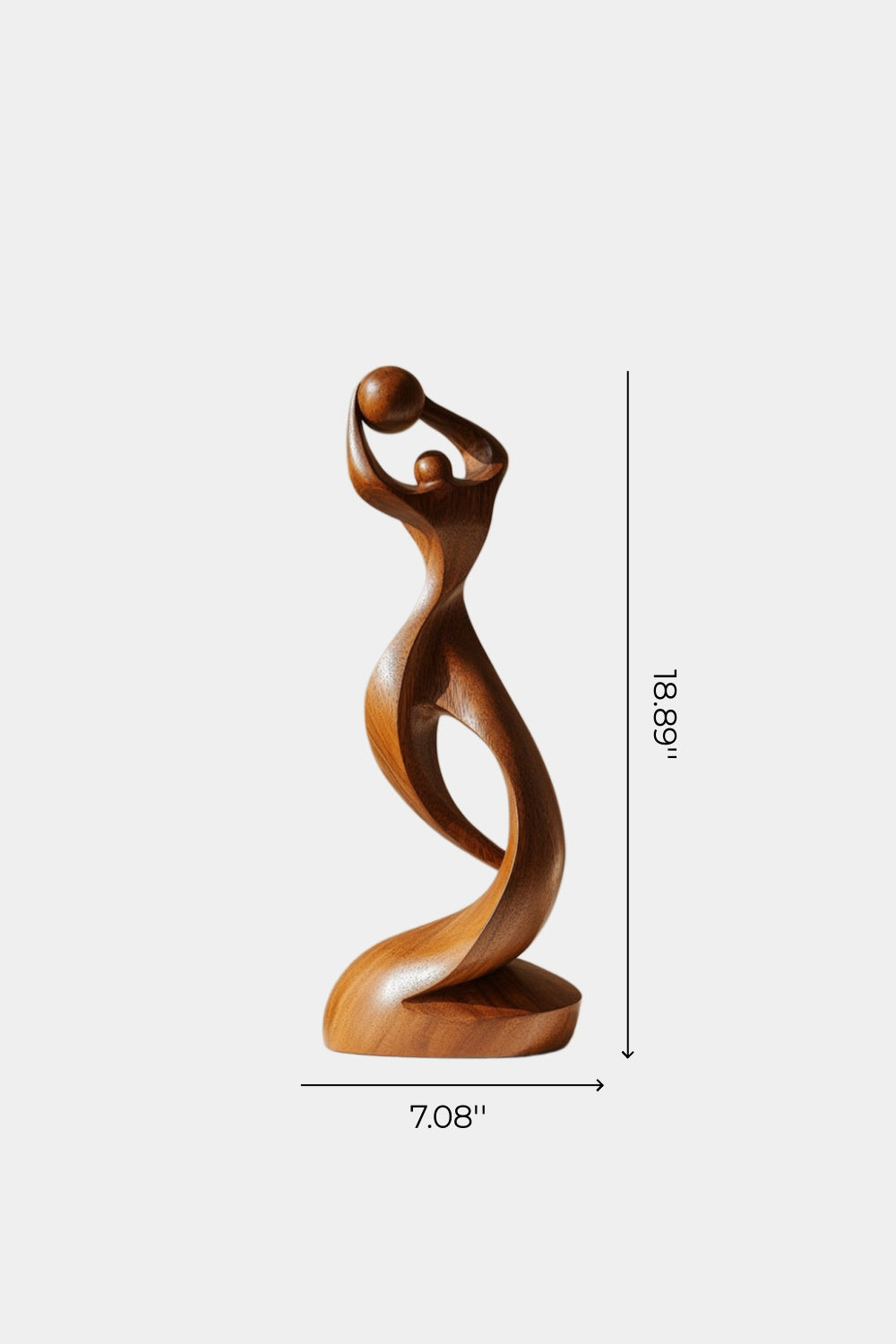 Arved Wood Basketball Sculpture | Abstract Athlete Statue | Modern Sports Decor