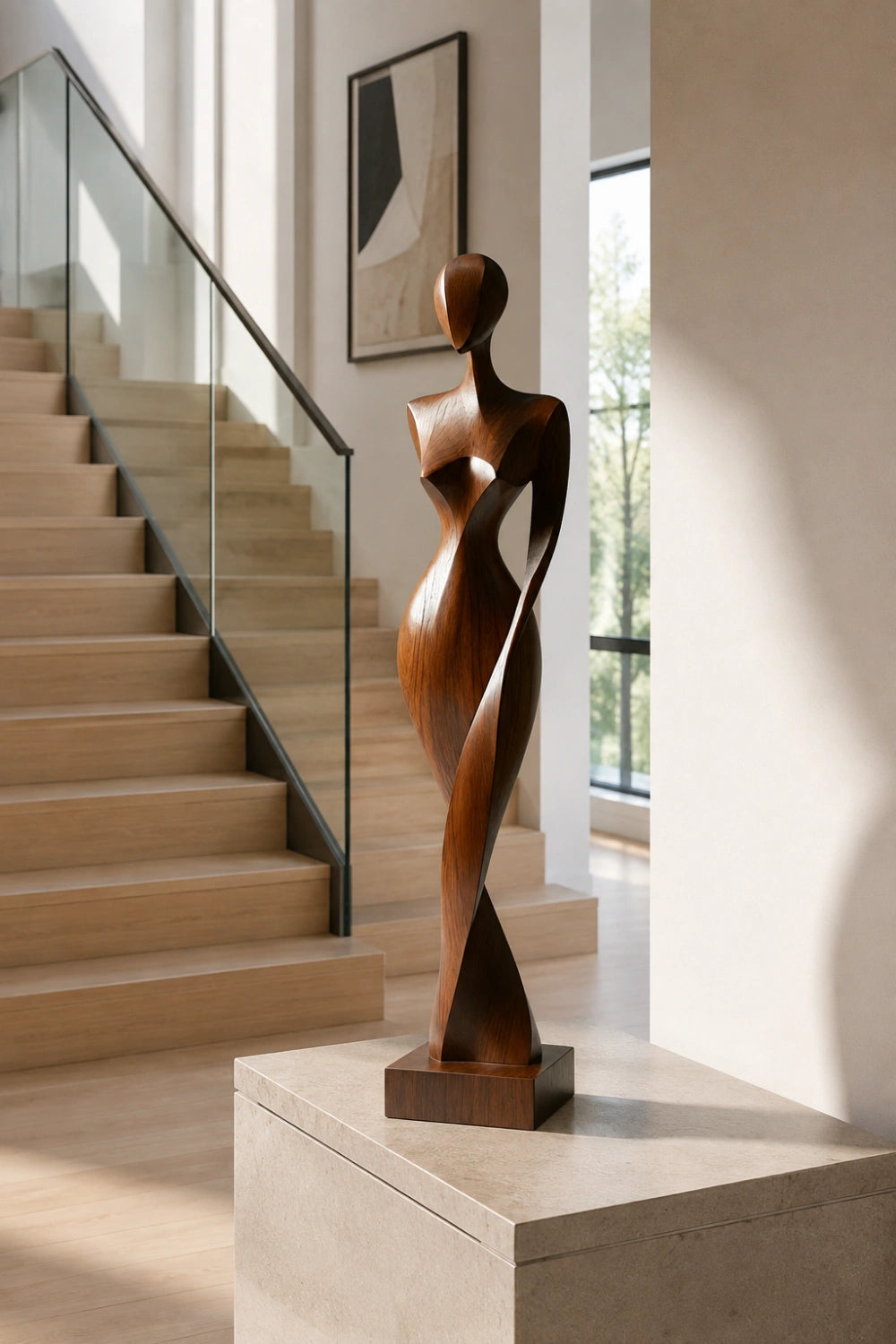 Abstract Wooden Female Statue | Modern Lady Decoration Gift