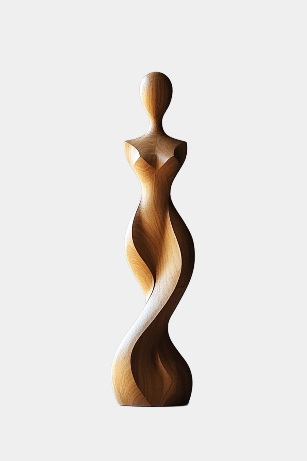 Abstract Female Torso Sculpture | Spiral Goddess Statue | Minimalist Wood Figurine