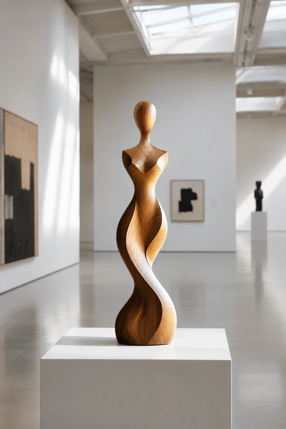 Abstract Female Torso Sculpture | Spiral Goddess Statue | Minimalist Wood Figurine