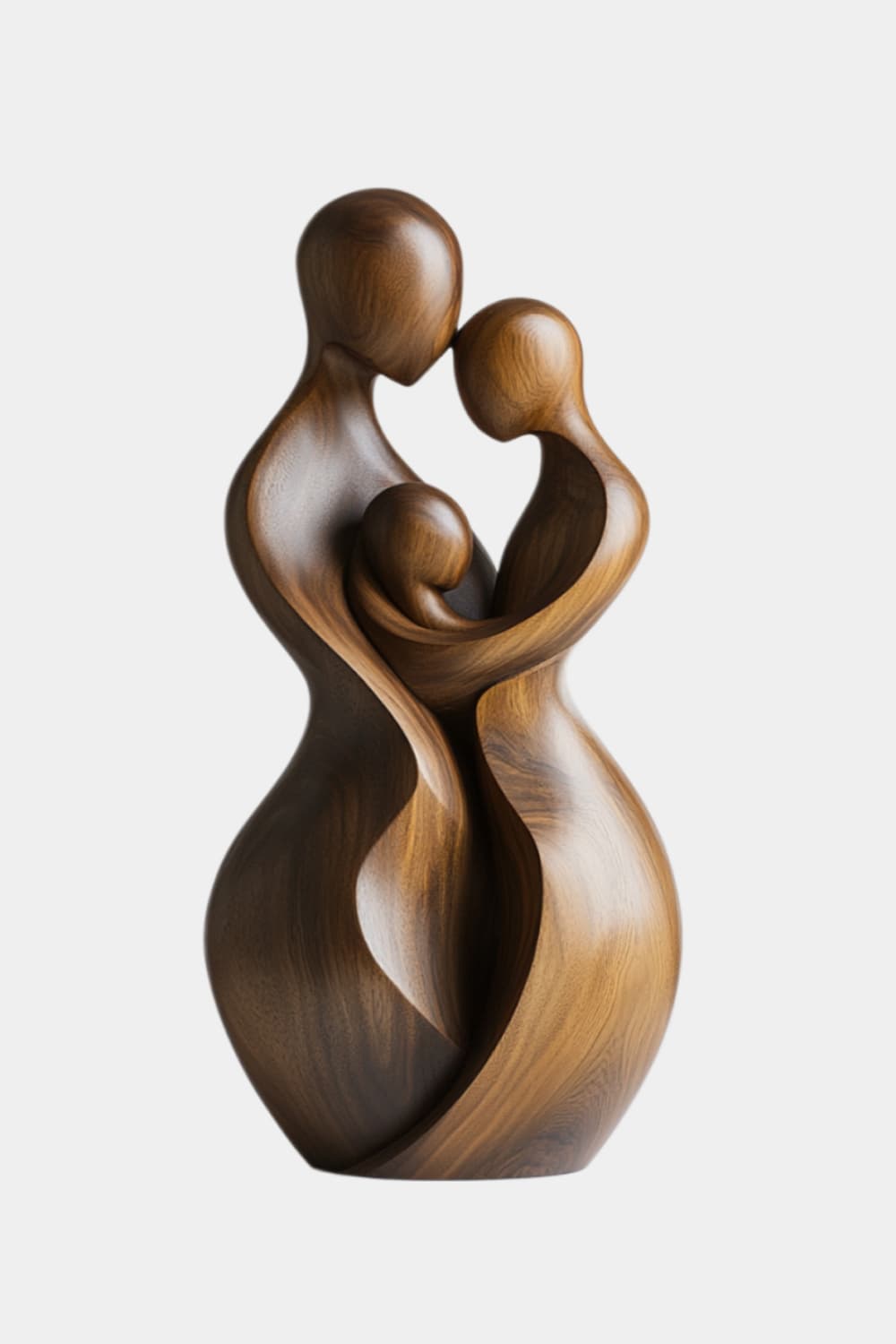 Carved Wooden Family Sculpture | Parents Child Decoration Gift