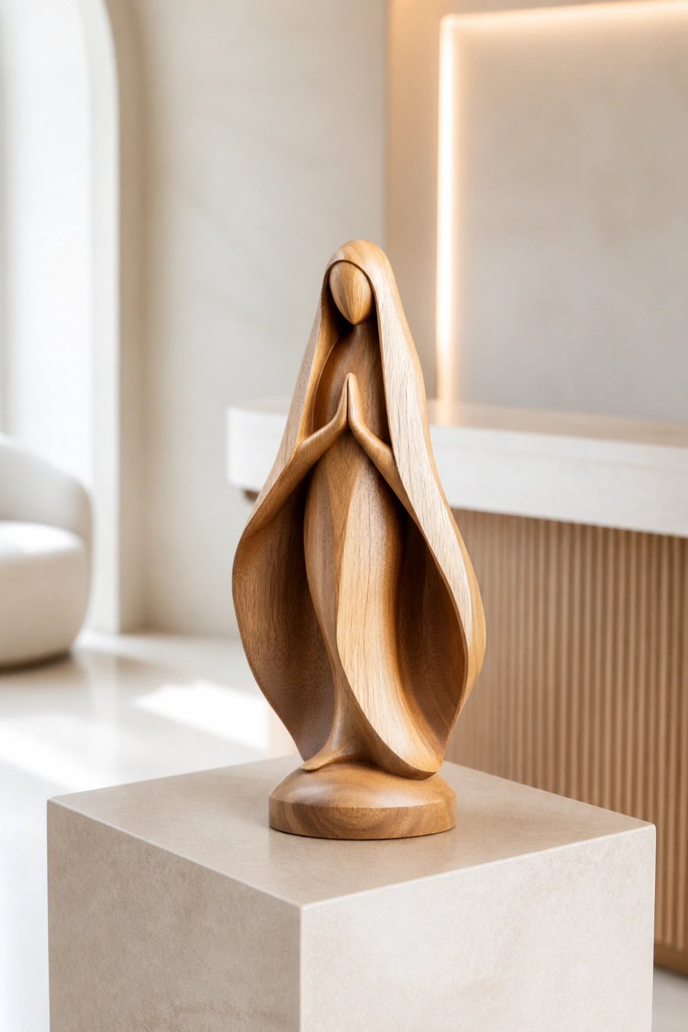 Carved Wood Praying Statue | Spiritual Home Decoration Gift