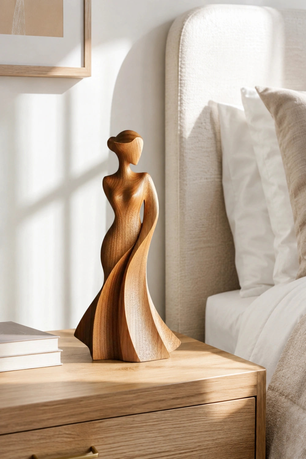 Graceful Wood Lady Statue | Flowing Dress Decoration Gift