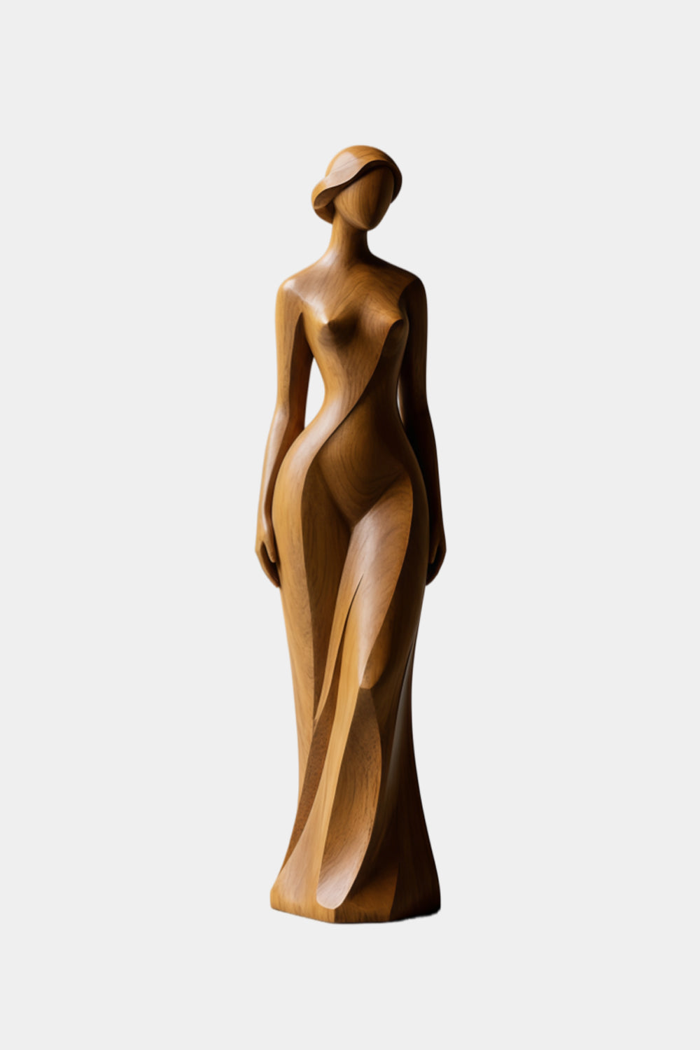 Wooden Female Statue | Abstract Woman Sculpture Decor