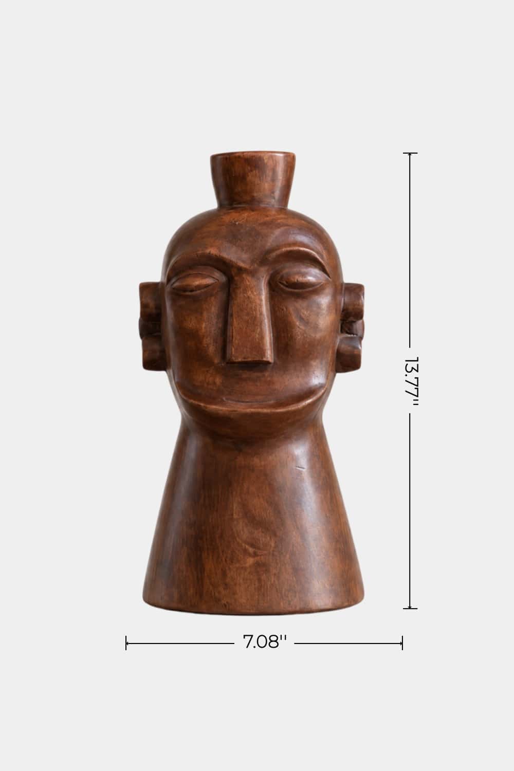 Handcrafted Wooden Tribal Head Bust Statue | Primitive Face Sculpture Decor