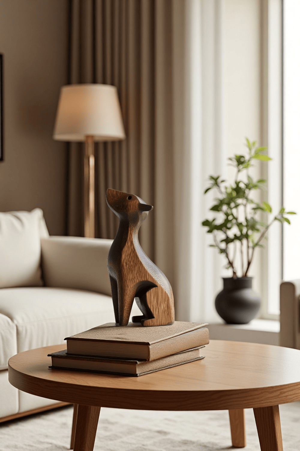 Abstract Wooden Dog Sculpture Handcrafted Animal Wood sculpture Art Decor