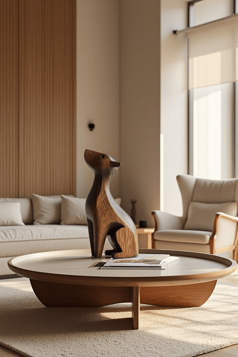 Abstract Wooden Dog Sculpture Handcrafted Animal Wood sculpture Art Decor