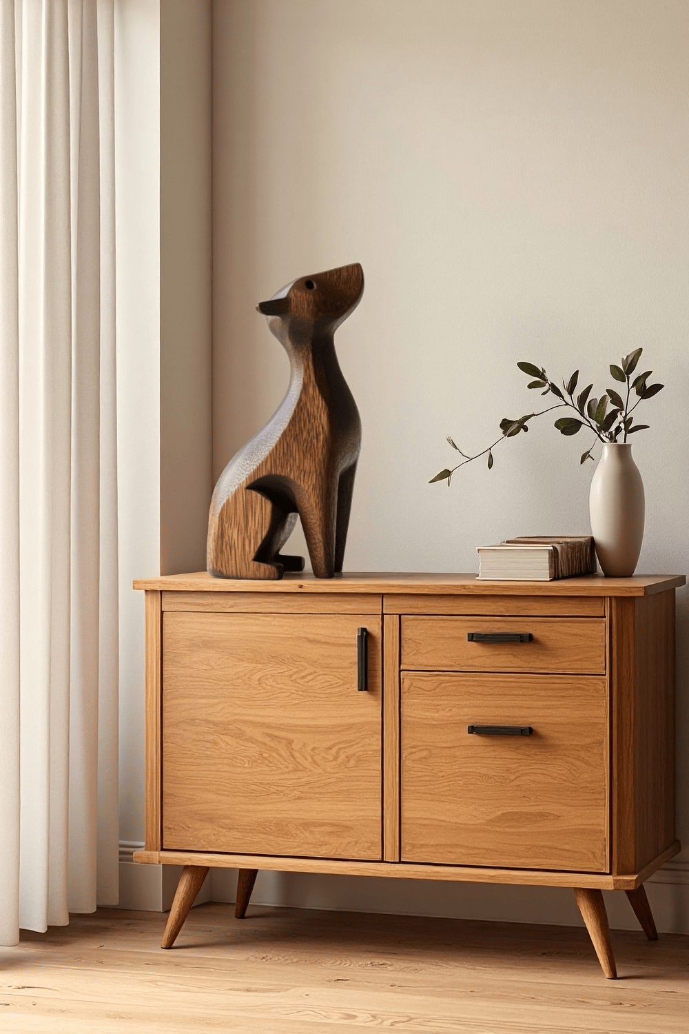 Abstract Wooden Dog Sculpture Handcrafted Animal Wood sculpture Art Decor