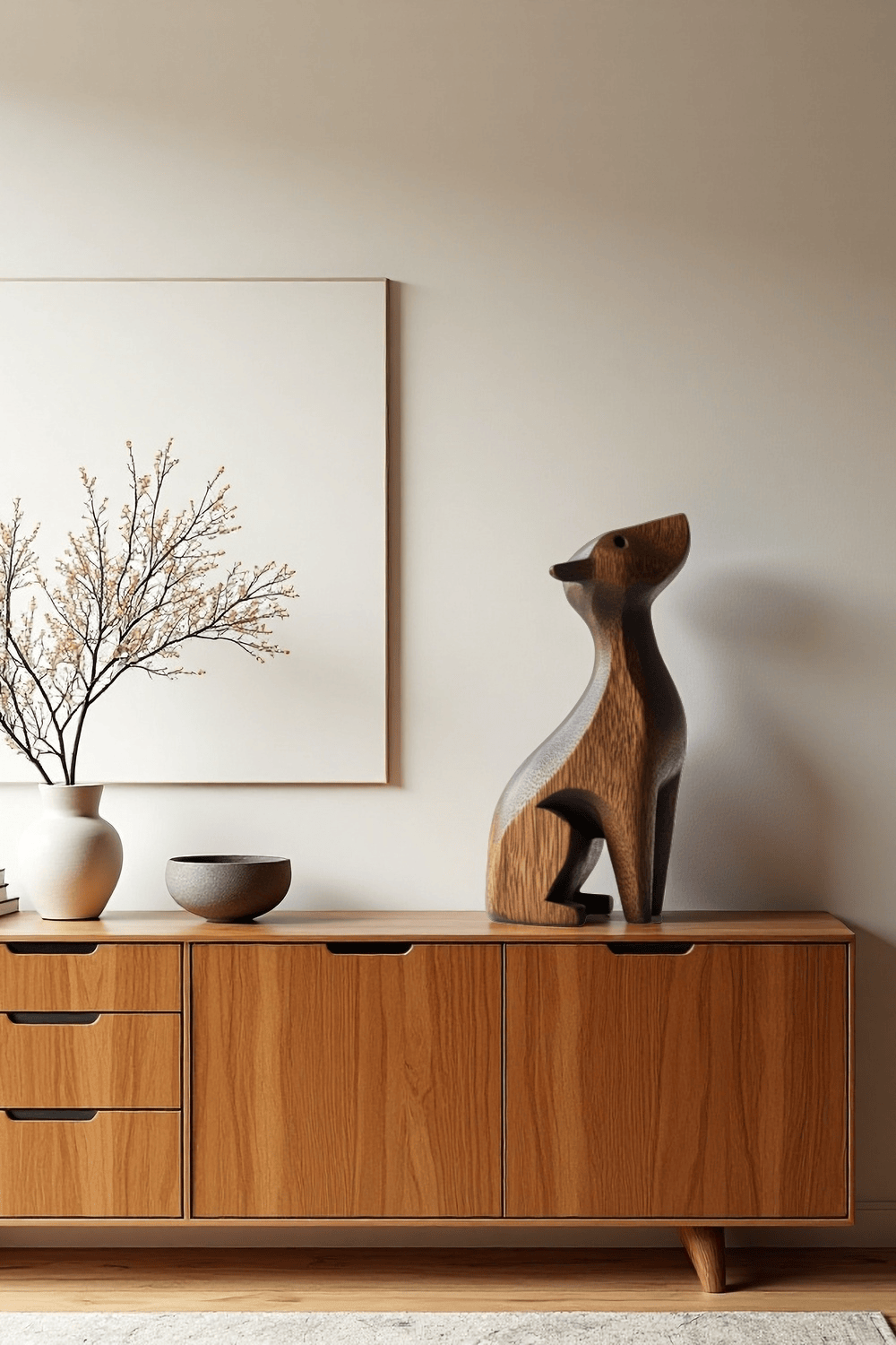 Abstract Wooden Dog Sculpture Handcrafted Animal Wood sculpture Art Decor