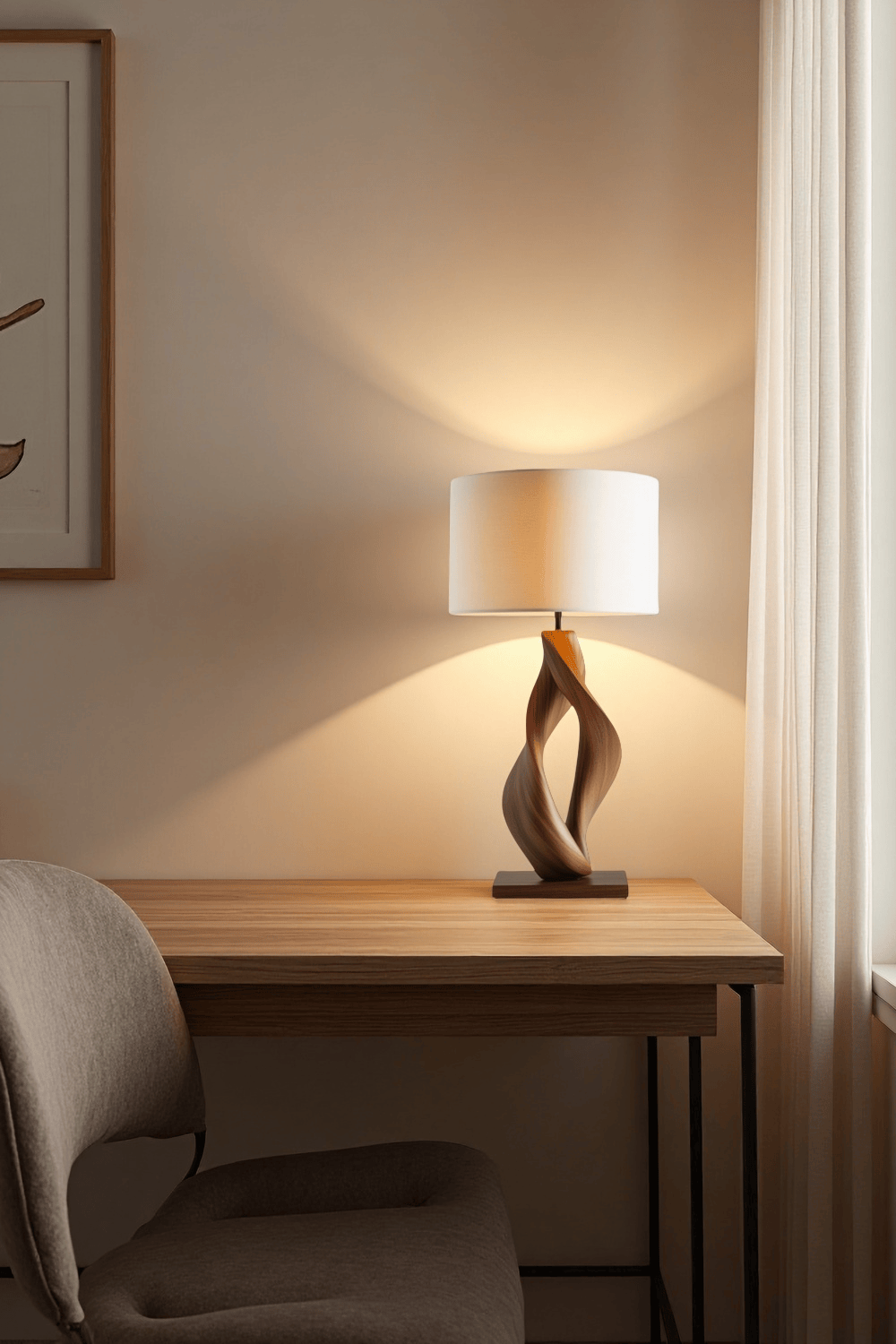 Handcrafted Wooden Table Lamp Elegant Natural Wood Lighting Home Decor