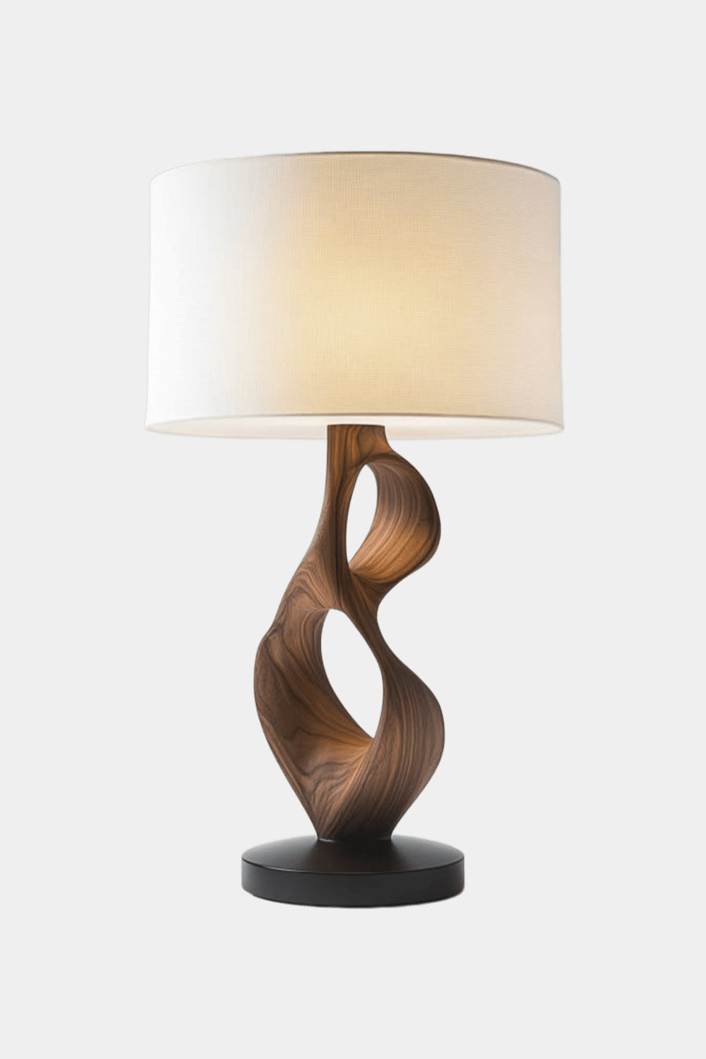 Modern Wooden Table Lamp Handcrafted Sculptural Bedside Light for Home Decor