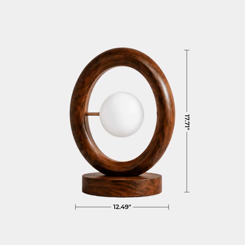 Modern Minimalist Circular Wood Table Lamp Aesthetic Floating Globe Desk Light