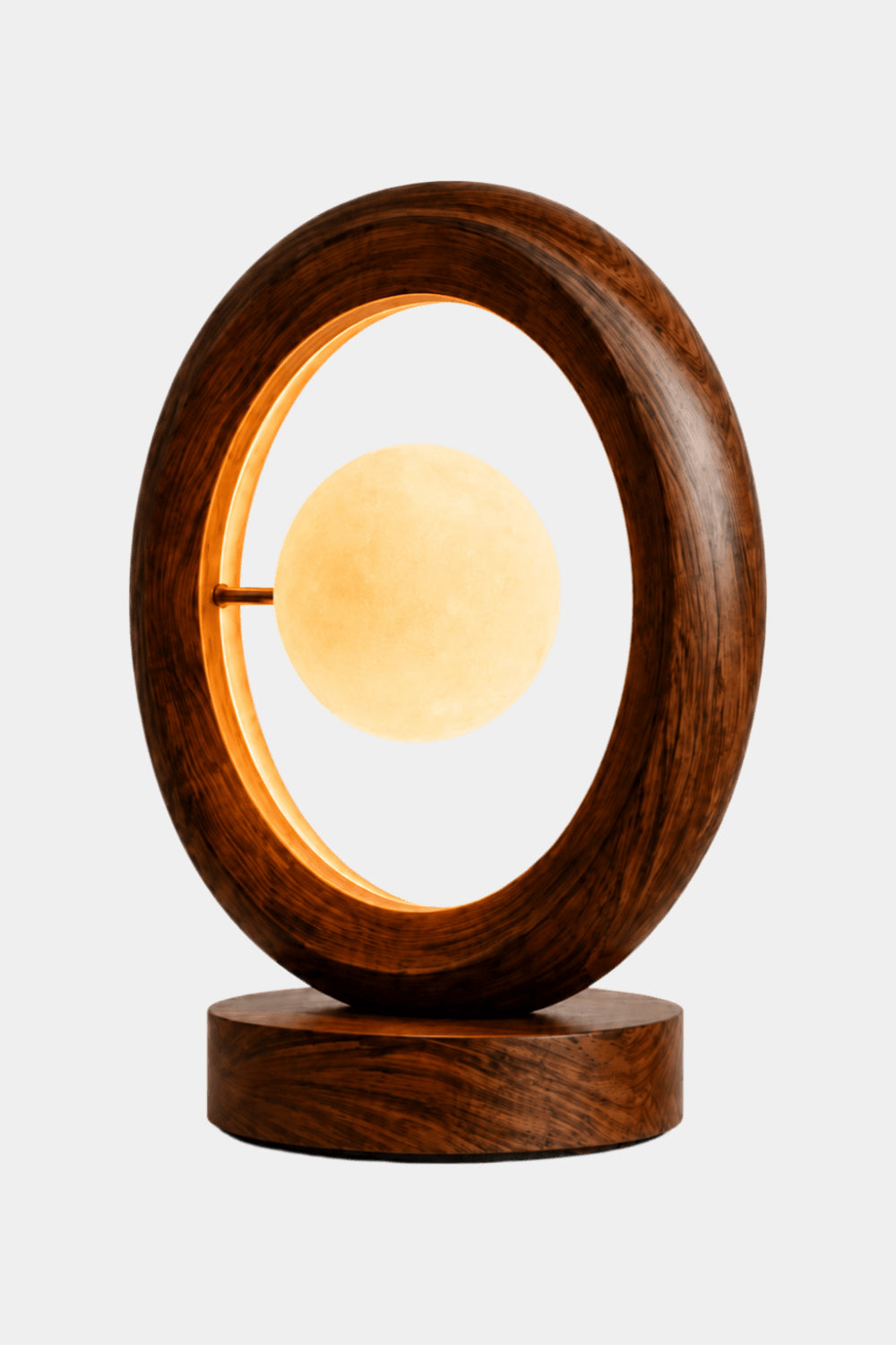 Modern Minimalist Circular Wood Table Lamp Aesthetic Floating Globe Desk Light