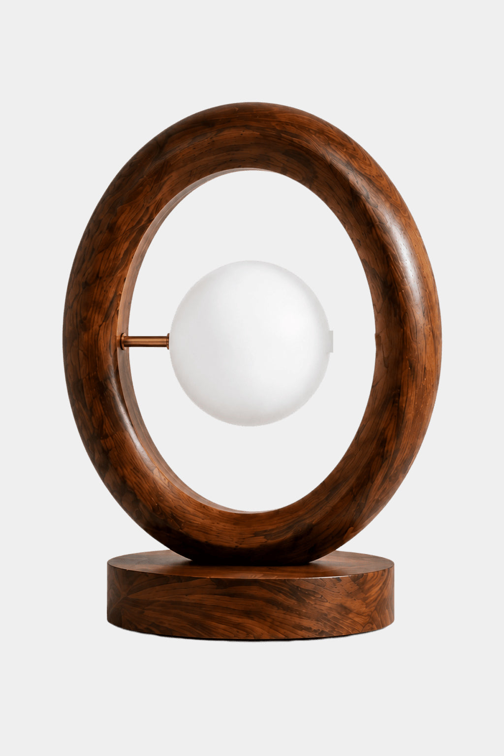 Modern Minimalist Circular Wood Table Lamp Aesthetic Floating Globe Desk Light