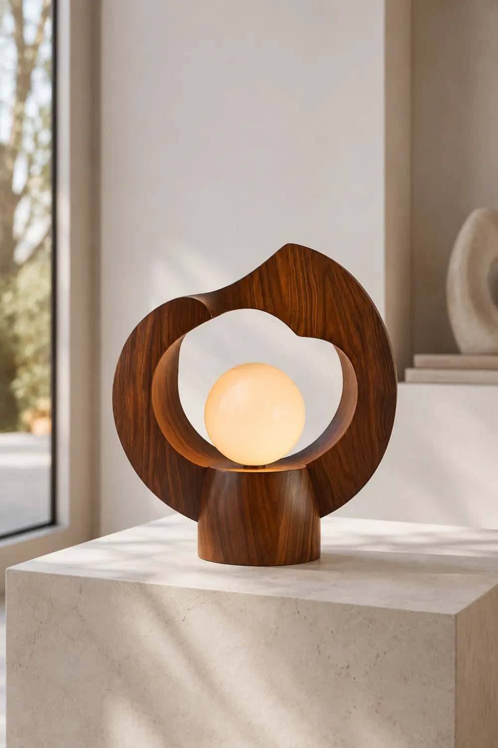 Sculptural Wood Halo Lamp | Modern Abstract Decor & Unique Gift Idea
