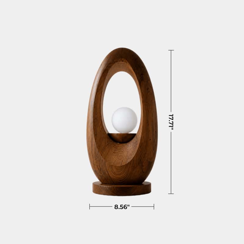 Zen Oval Wood Table Lamp | Organic Minimalist Bedside Light for Home Decoration