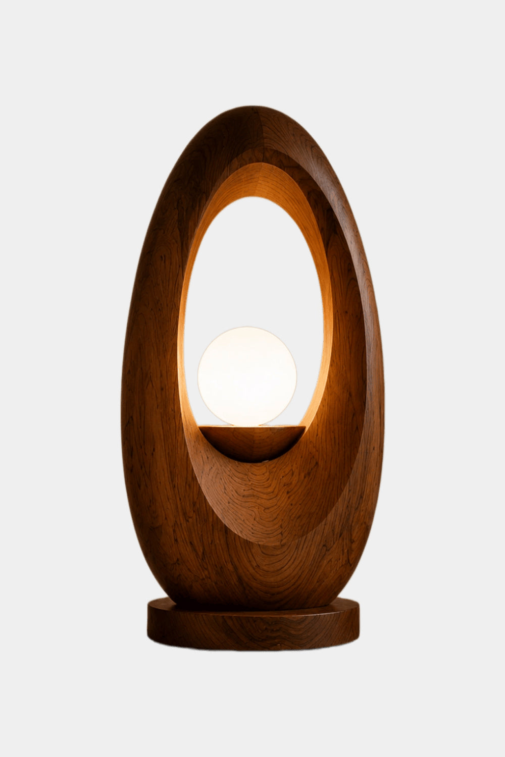 Zen Oval Wood Table Lamp | Organic Minimalist Bedside Light for Home Decoration