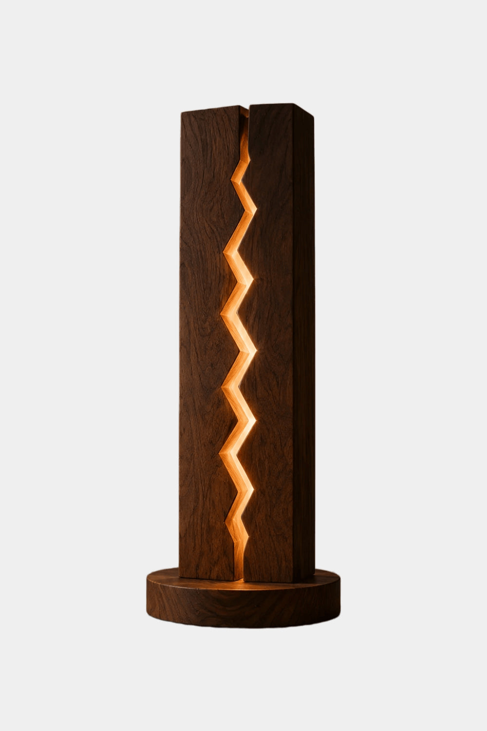 Modern Zigzag Wood Column Lamp | Unique Geometric Home Decoration Gift