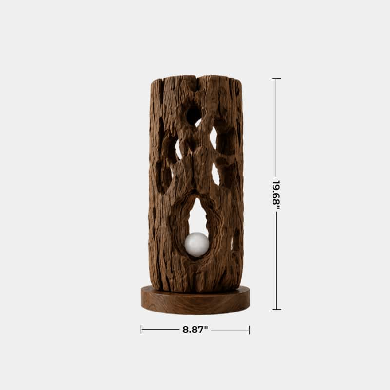 Rustic Log Wood Table Lamp | Natural Bark Texture Light | Unique Earthy Decoration Gift