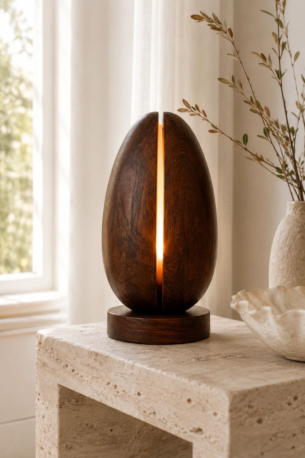 Minimalist Split Wood Lamp | Glowing Fissure Sculpture for Modern Decor & Gift