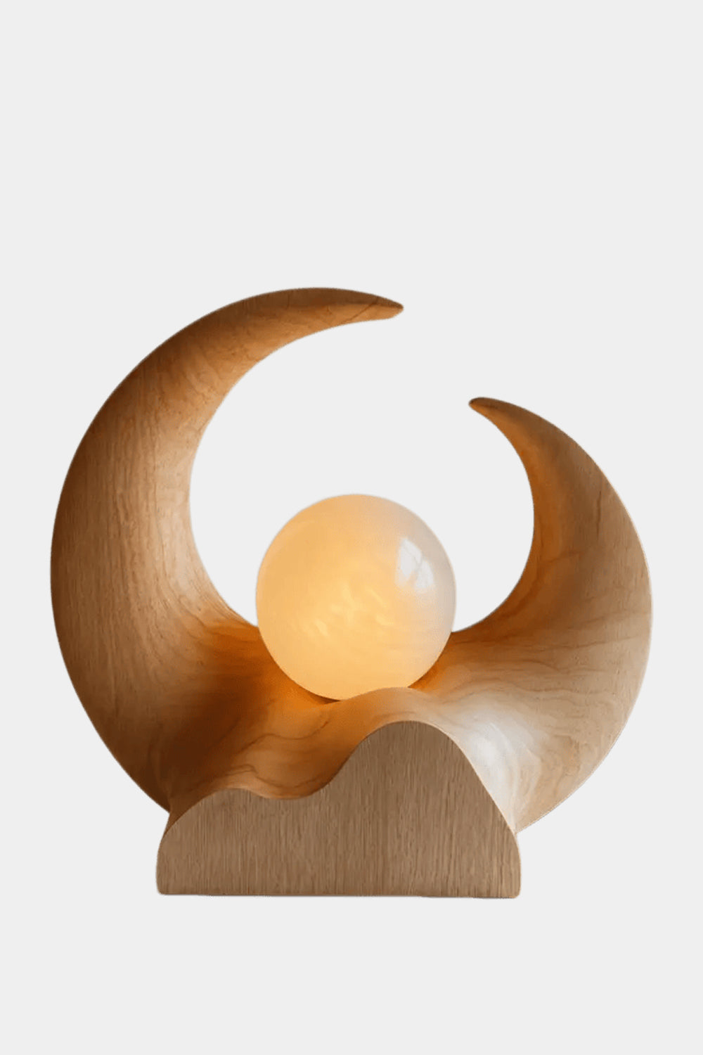 Abstract Crescent Wood Lamp | Serene Wabi-Sabi Decor Unique Gift
