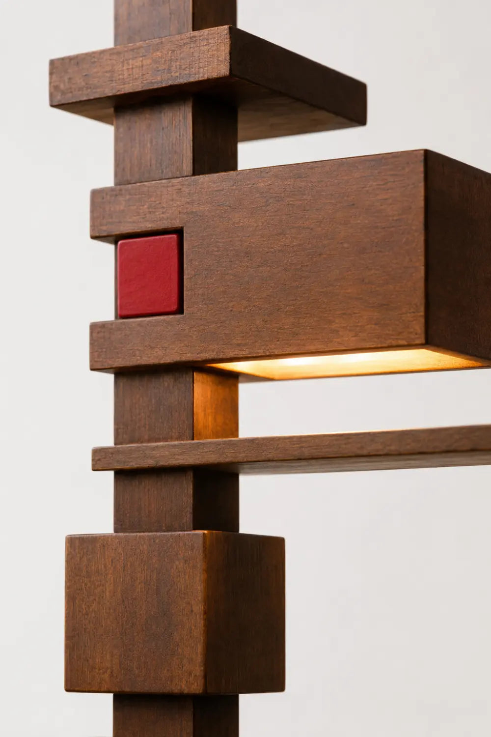 Large Modern Wooden Floor Lamp Abstract Geometric Totem Design For Living Room