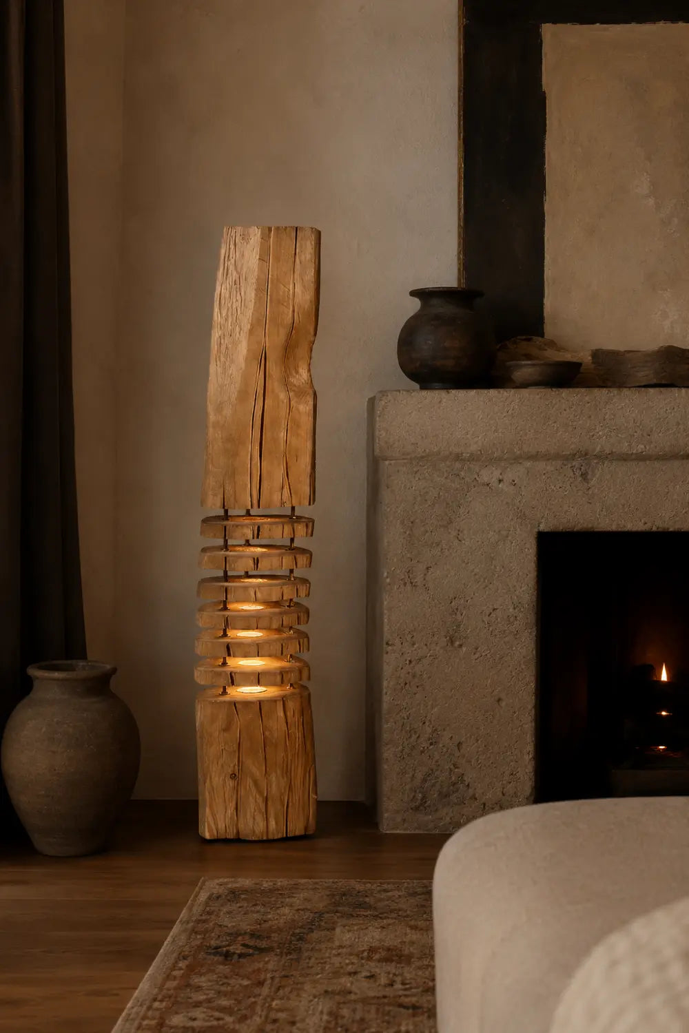 Handcrafted Wooden Floor Lamp With Warm Light For Modern Living Rooms