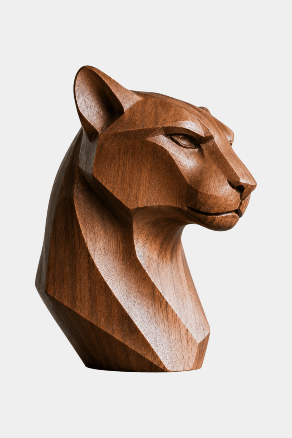 Abstract Wooden Panther Statue Minimalist Animal Sculpture For Contemporary Interiors