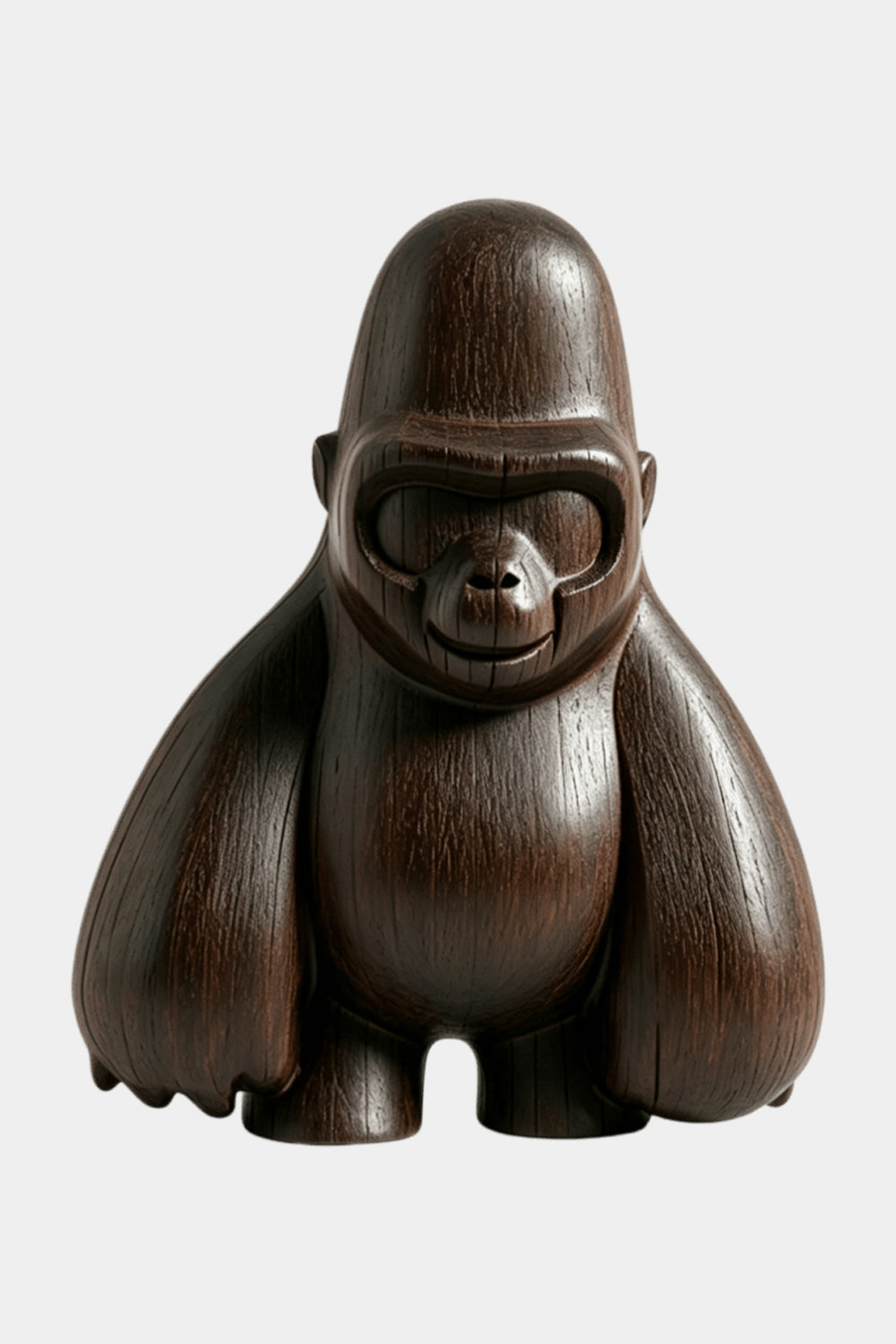 Hand-Carved Walnut Gorilla Sculpture For Modern Home Decor And Minimalist Interior Design