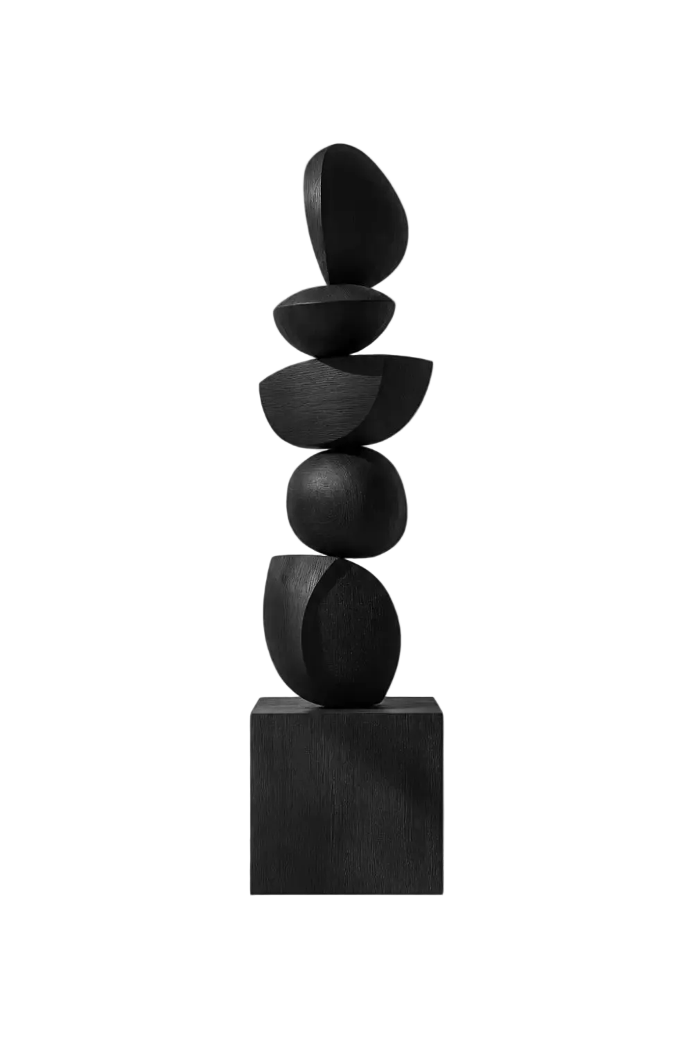 Large Black Wooden Abstract Sculpture For Modern Minimalist Home Decor And Living Room Accent