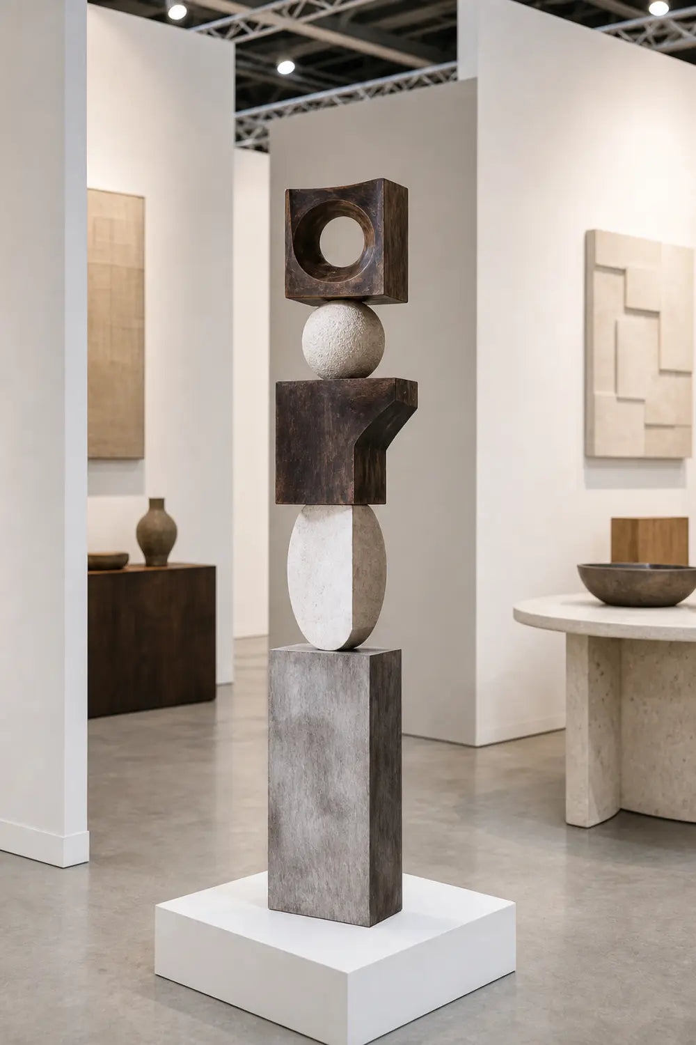 Large Abstract Wooden Floor Sculpture For Modern Minimalist Living Room Decor Handmade