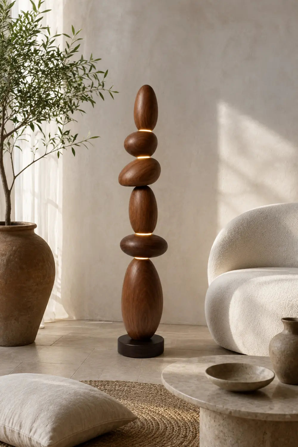 Sculptural Wooden Floor Lamp Abstract Design For Contemporary Homes