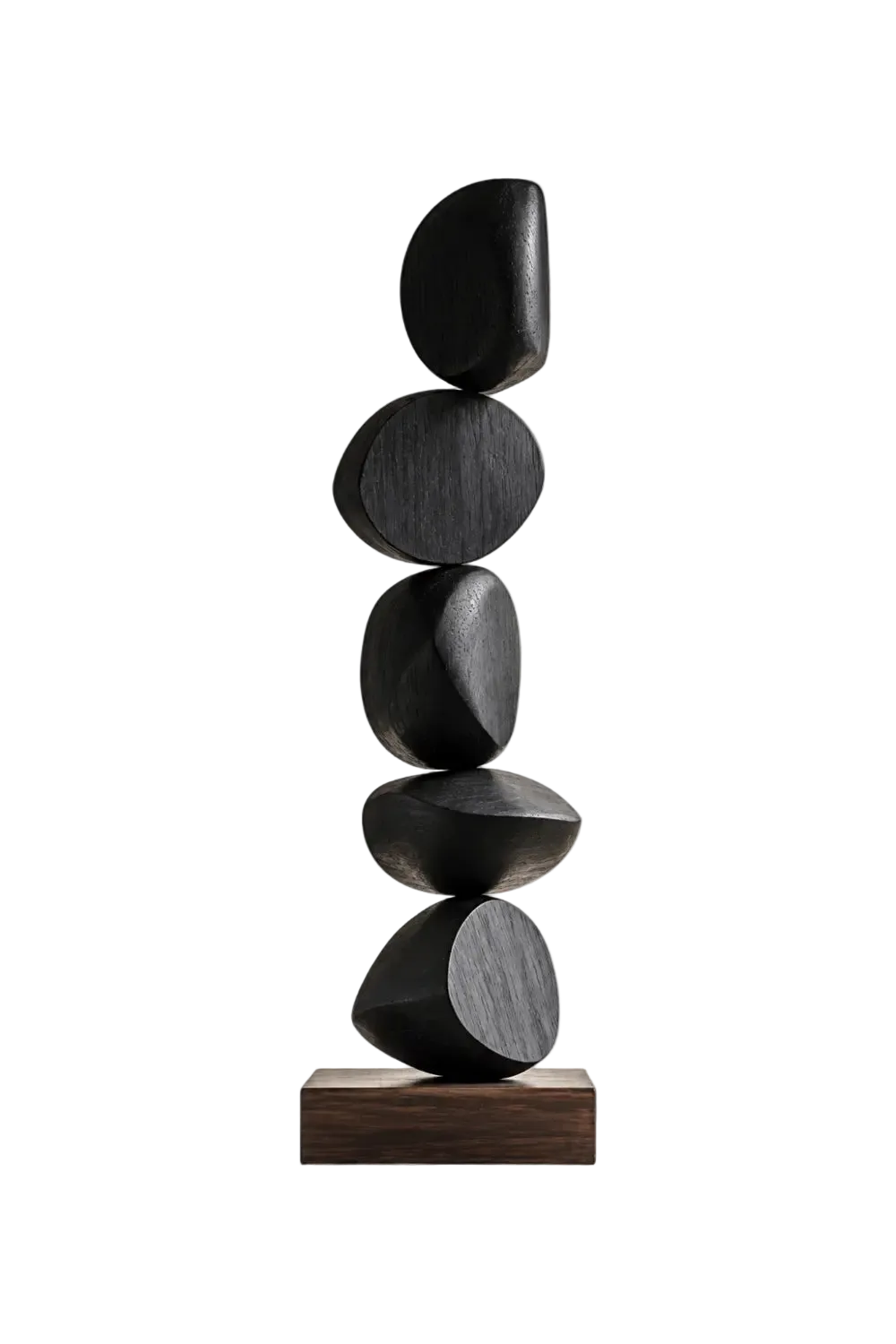 Large Black Abstract Wood Sculpture For Modern Home Decor