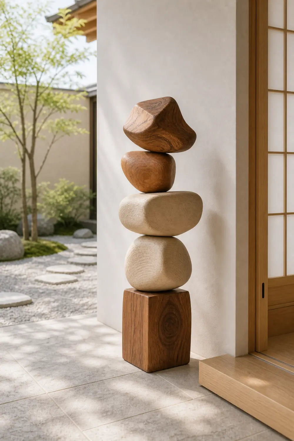 Large Hand-Carved Wooden Sculpture For Modern Living Room Decor Abstract Minimalist Art
