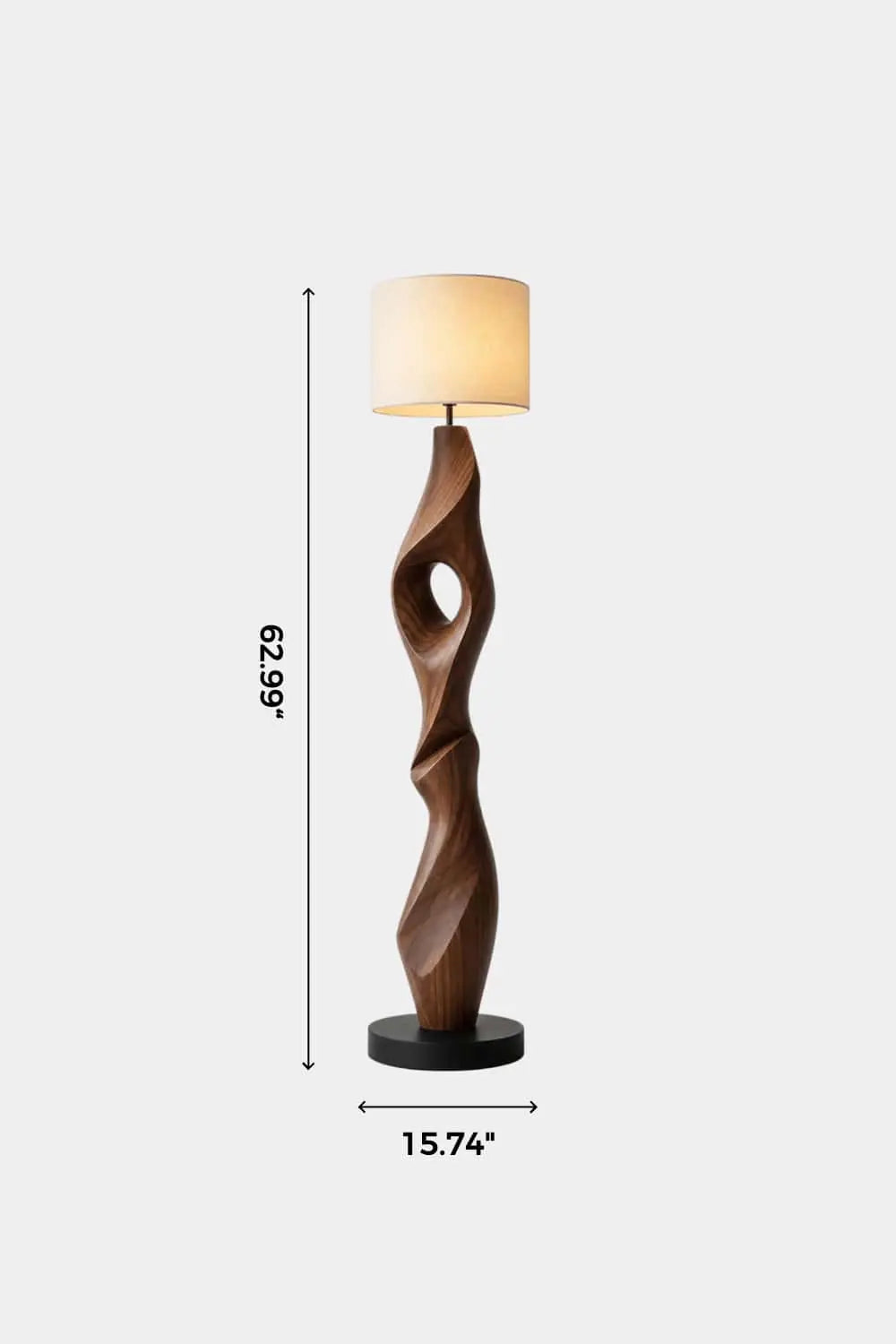 Sculptural Walnut Wood Floor Lamp With Abstract Spiral Form For Modern Living Rooms