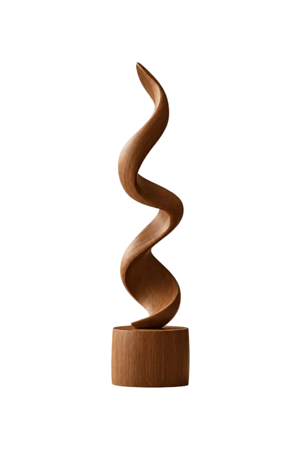 Large Spiral Oak Wood Sculpture Modern Abstract Floor Standing Statue For Home Decor