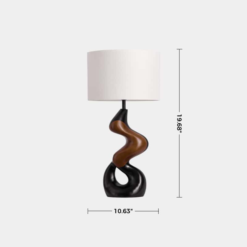 Artistic Twisted Wood Desk Lamp Creating Warm Ambiance In Study Or Office Space