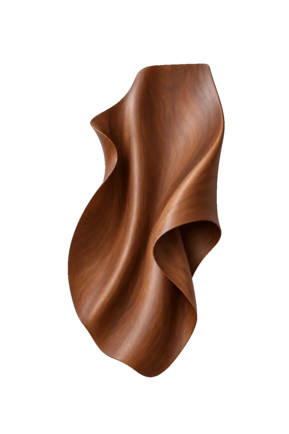 Curling Leaf Wood Wall Sculpture | Modern 3D Floating Ribbon Timber Relief Decor
