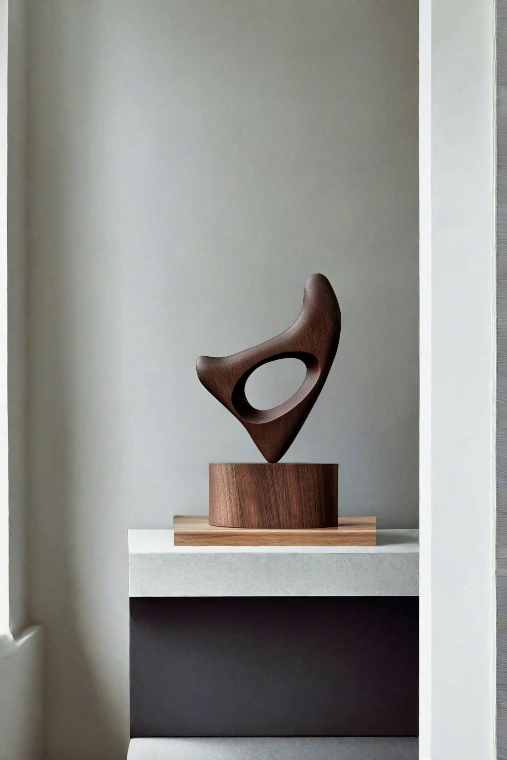 Hand Wood Carving Abstract Wooden Sculpture Geometric Wood Art Deco