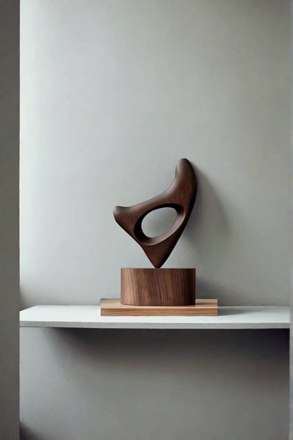 Hand Wood Carving Abstract Wooden Sculpture Geometric Wood Art Deco