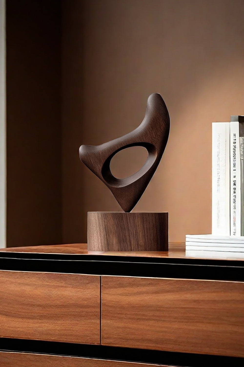 Hand Wood Carving Abstract Wooden Sculpture Geometric Wood Art Deco