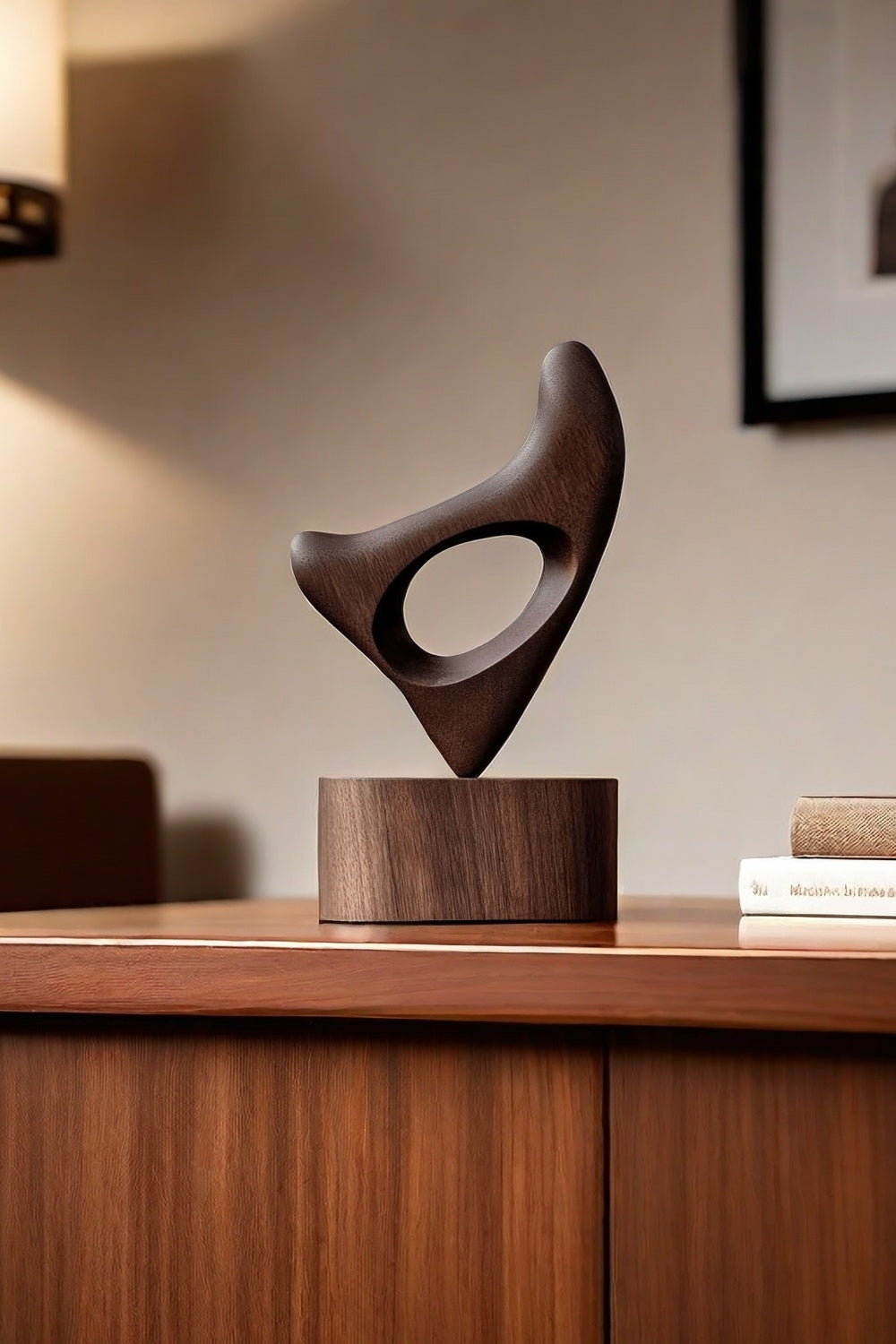 Hand Wood Carving Abstract Wooden Sculpture Geometric Wood Art Deco