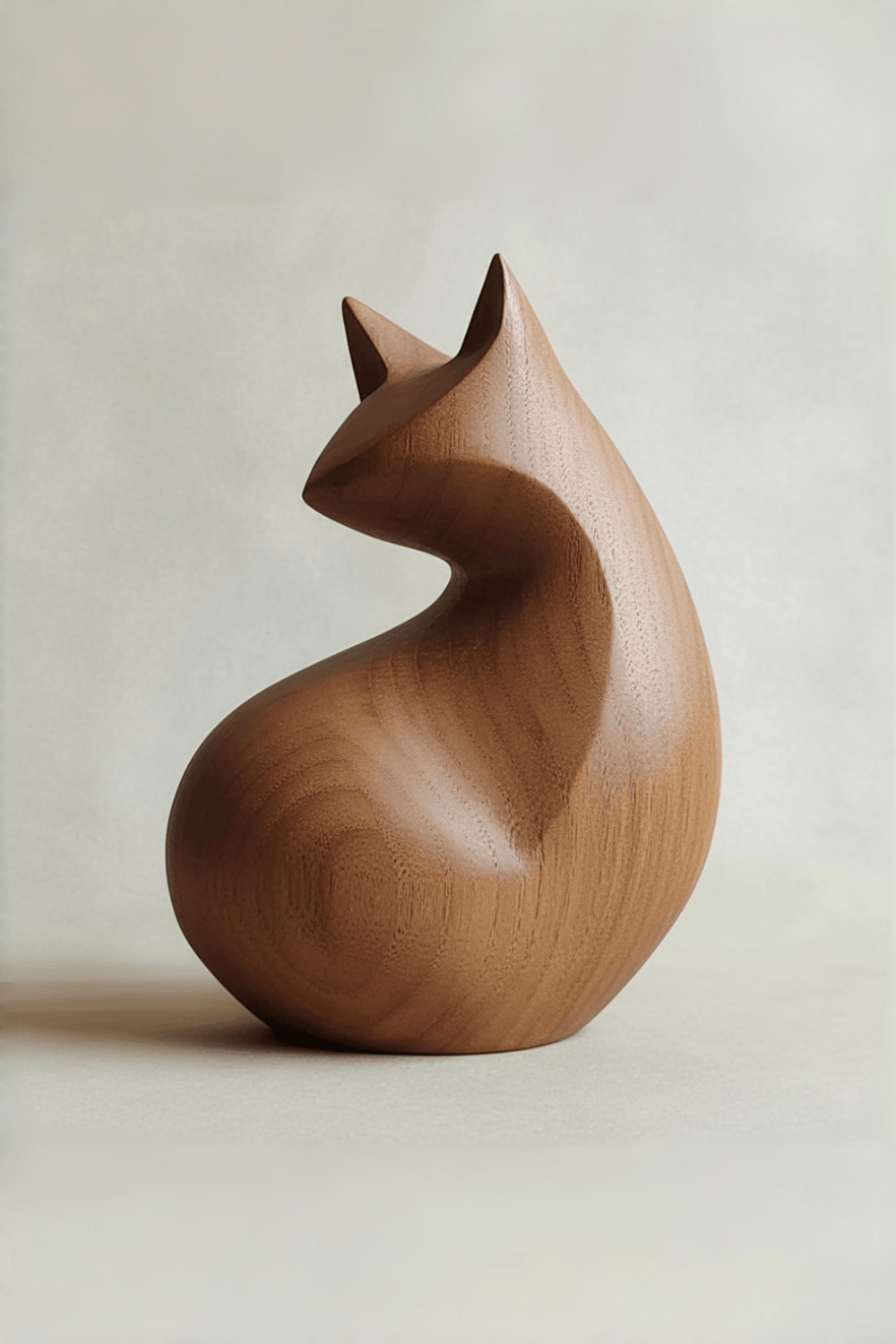 Abstract Animal Wood Sculpture Wooden Cat Sculptures Wood Feline Statue