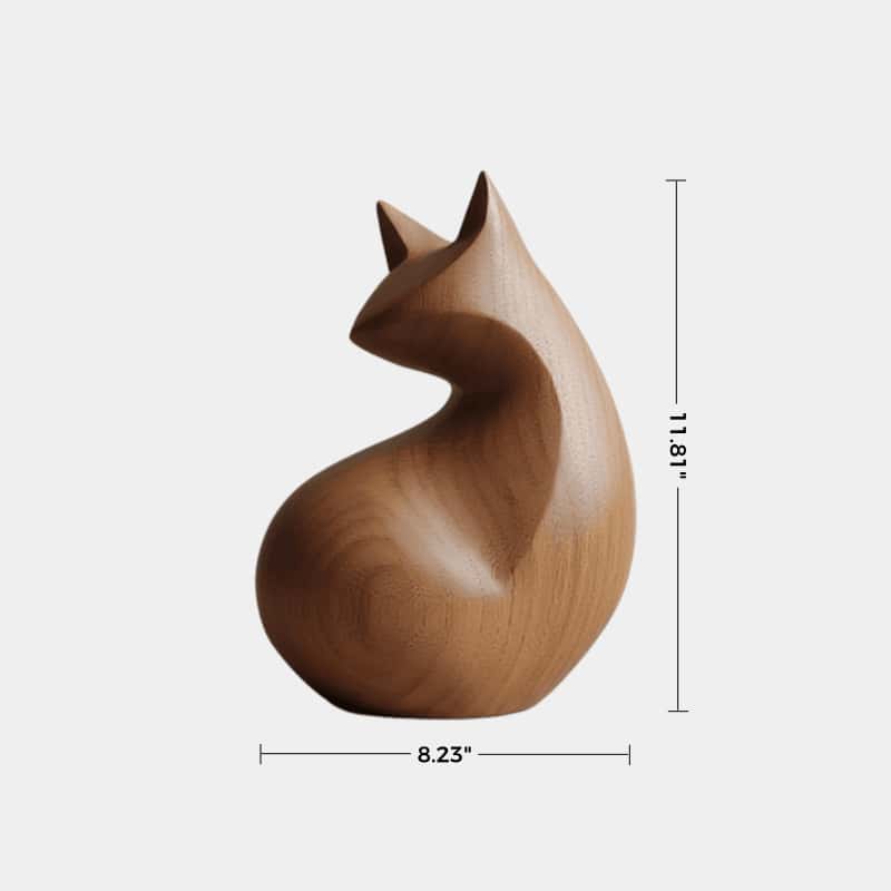 Abstract Animal Wood Sculpture Wooden Cat Sculptures Wood Feline Statue