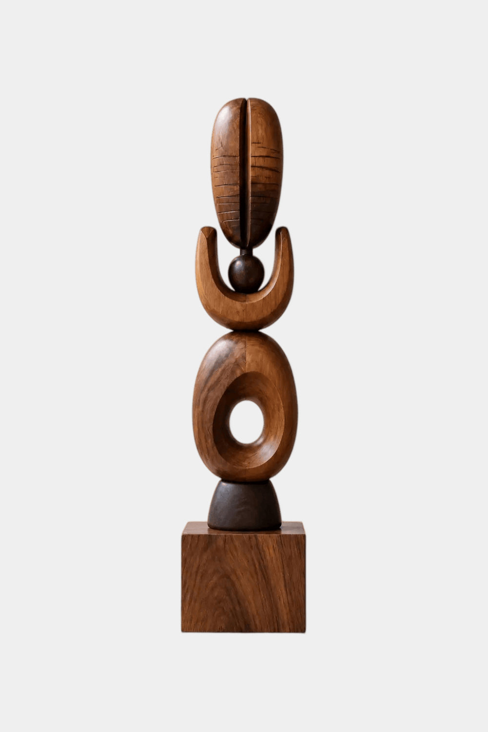 Abstract Stacked Wood Floor Sculpture | Aesthetic Standing Statue For Living Space