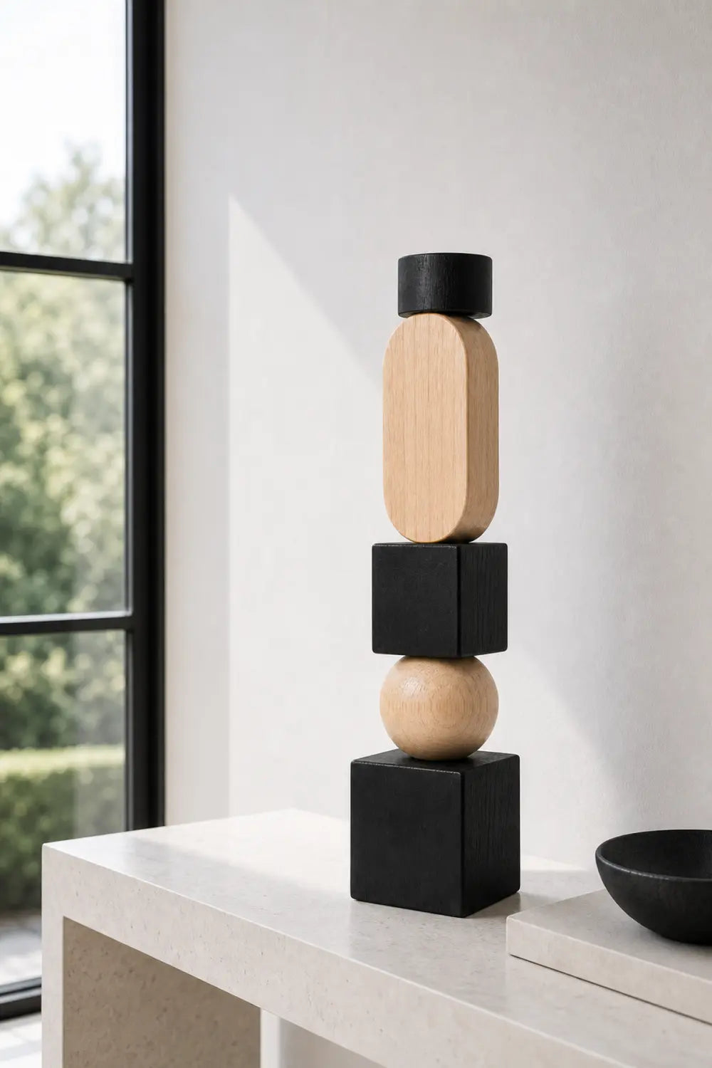 Large Handmade Abstract Wood Sculpture Modern Minimalist Floor Standing Art For Living Room Decor
