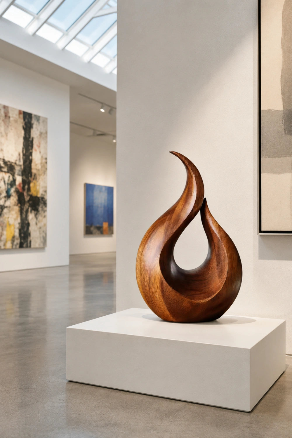 Abstract Wood Flame Sculpture | Tabletop Organic Statue | Modern Desk & Shelf Decor