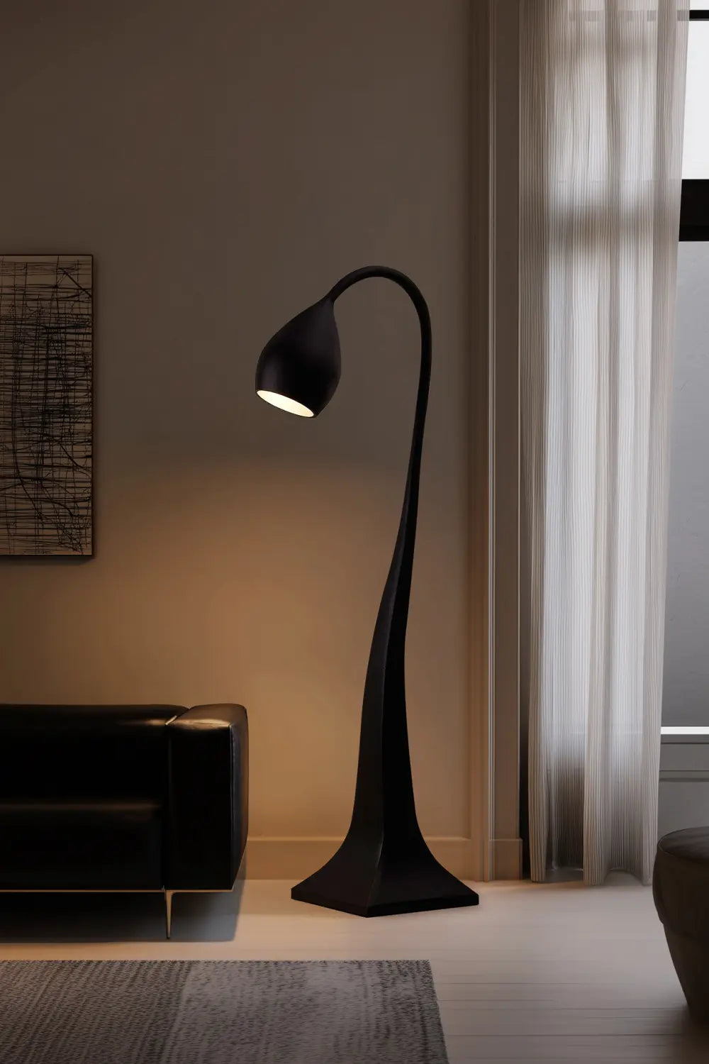 Large Modern Wooden Floor Lamp With Warm Light For Contemporary Homes