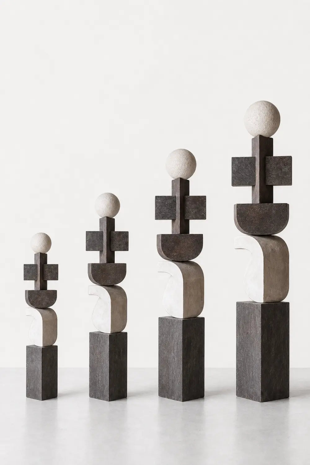 Large Hand-Carved Abstract Wood Sculpture For Modern Living Room Decor